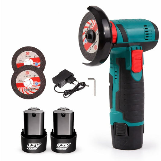 Mini Polizor Unghiular 20cm, 12V, 750W, 19500 rpm, 2 Discuri 76 mm cu 2 Acumulatori