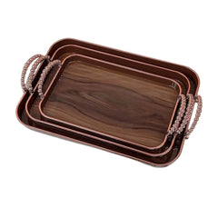 Tăvi Decorative 3/set din Plastic 42x30cm, cu Mânere de Diferite Dimensiuni Engros