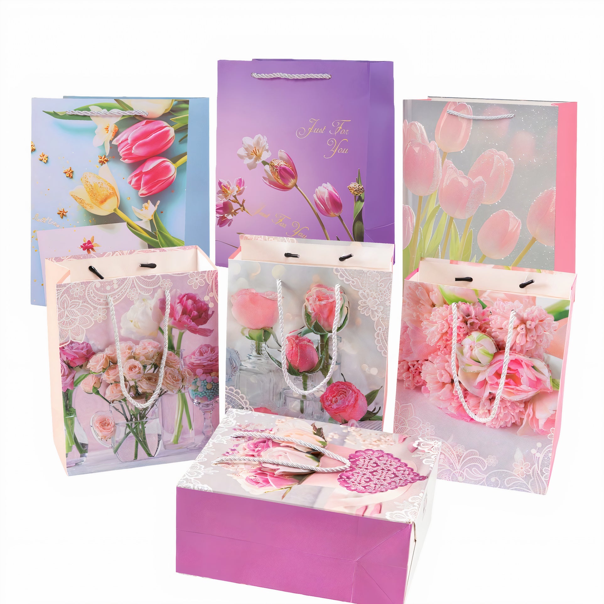 Pungi de Cadou 12/set Model Floral 37x27cm, Diferite Modele Engros