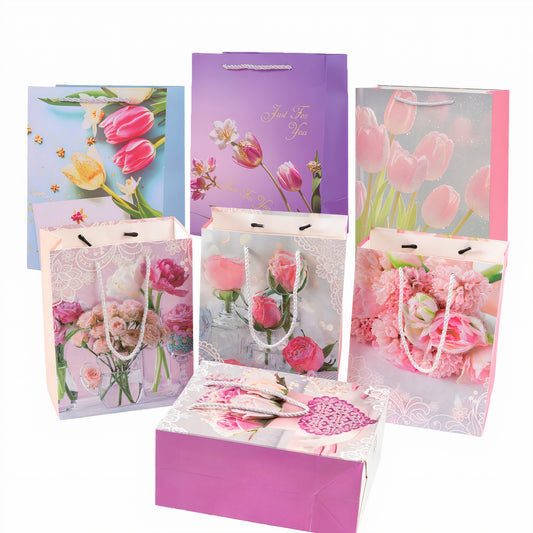 Pungi de Cadou 12/set Model Floral 37x27cm, Diferite Modele Engros