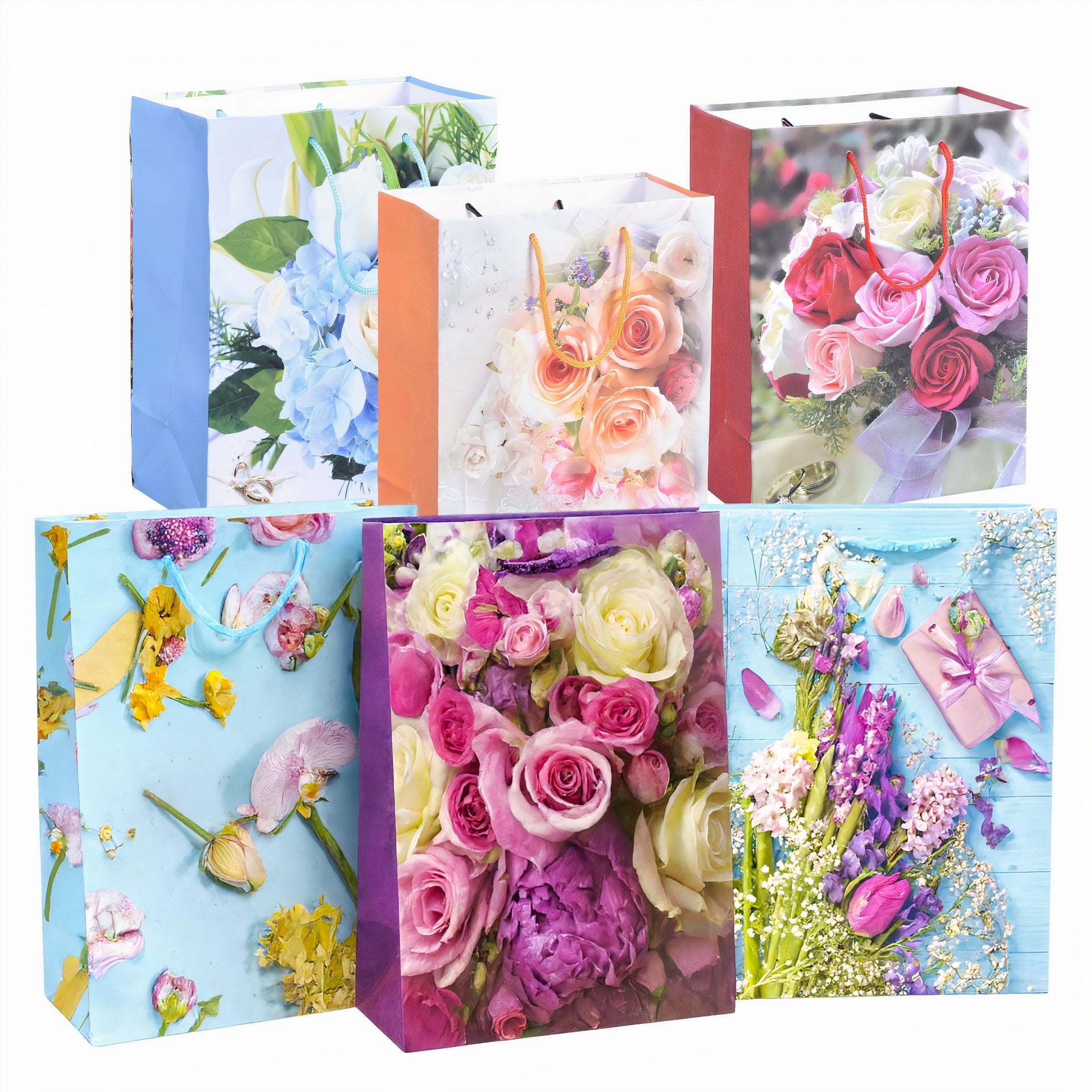 Pungi de Cadou 12/set Model Floral, 31x45cm Diferite Modele Engros