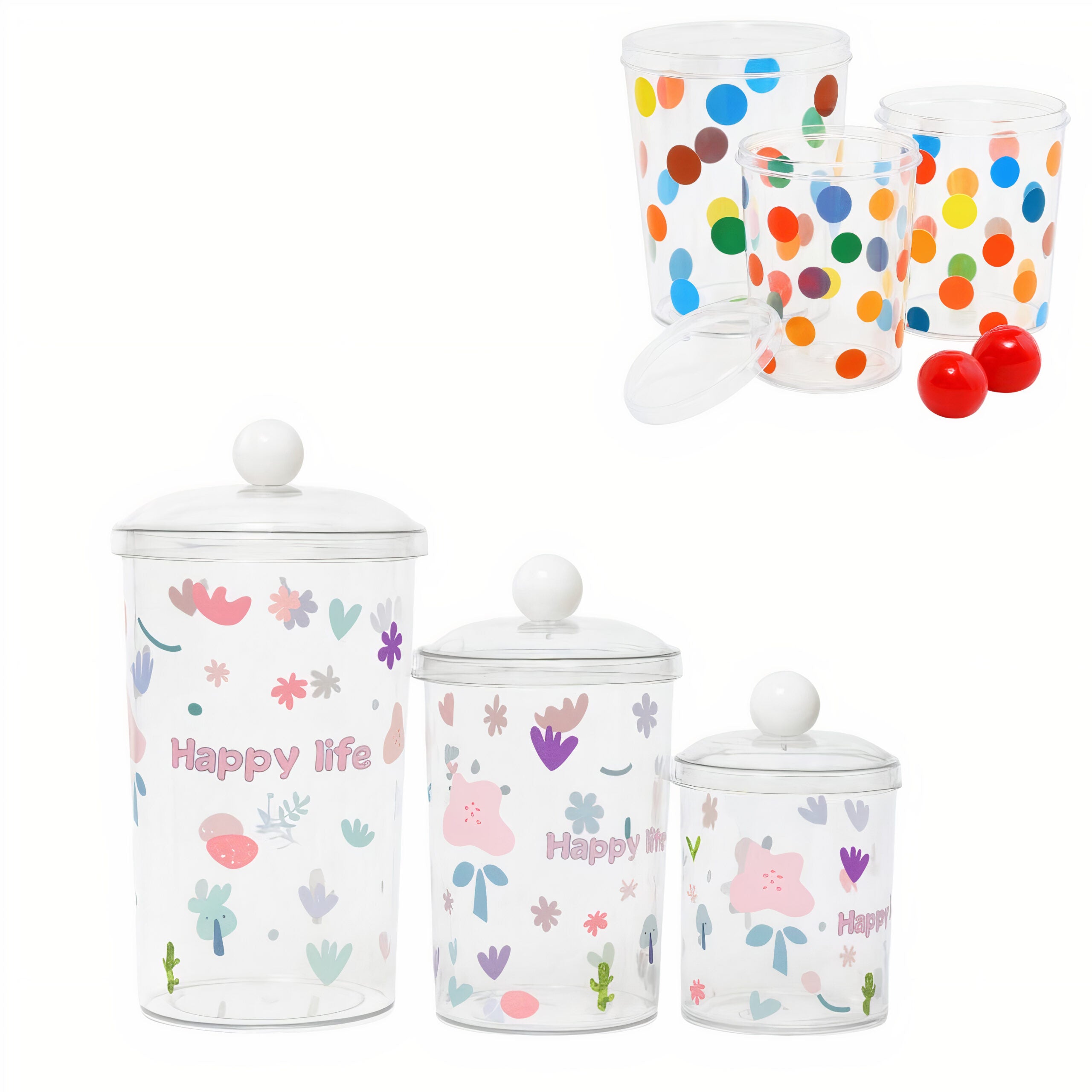 Borcan de Depozitare 3/set din Plastic, 20x12x10cm Diferite Modele Engros