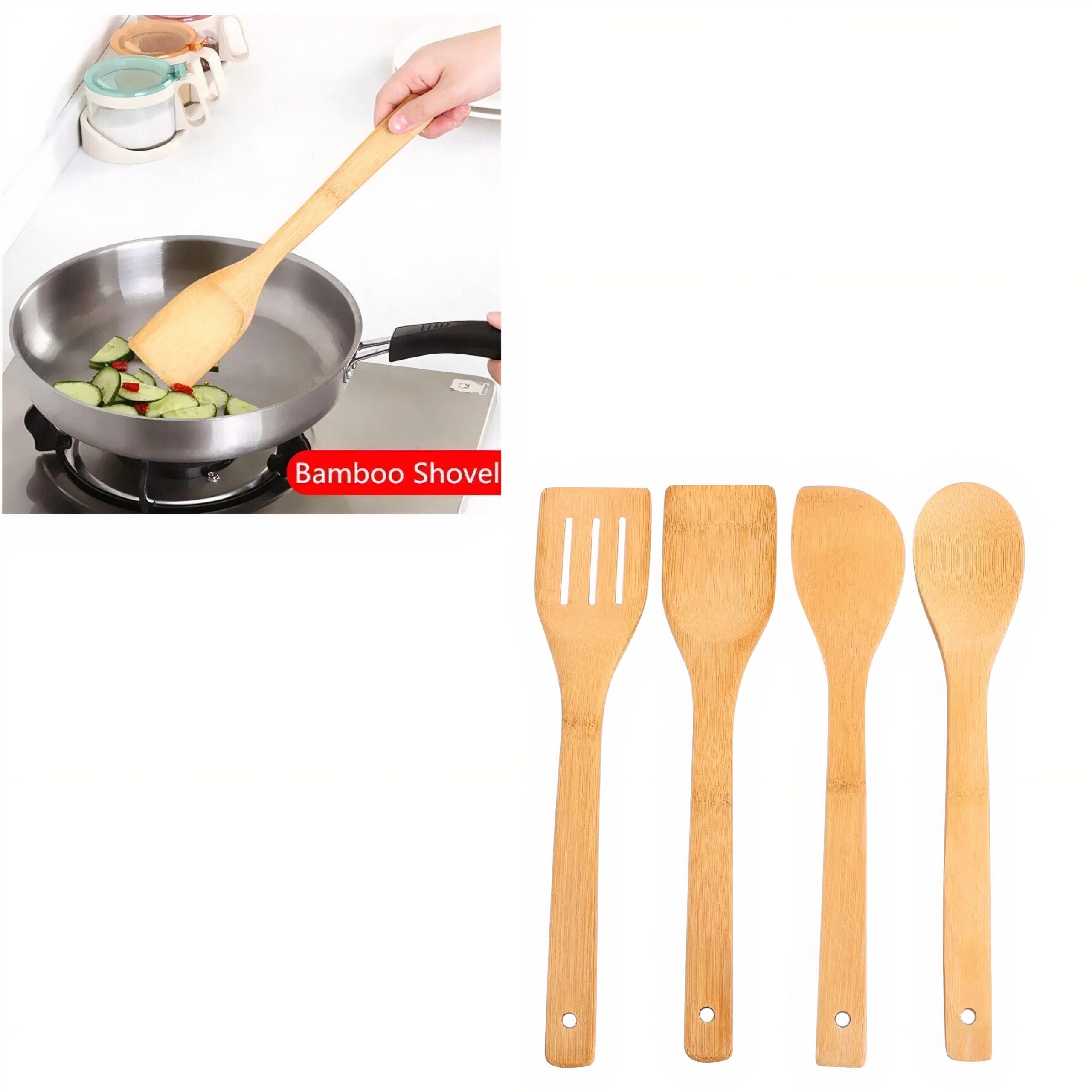 Ustensile pentru Bucatarie 4/set, din Bamus 28cm Engros