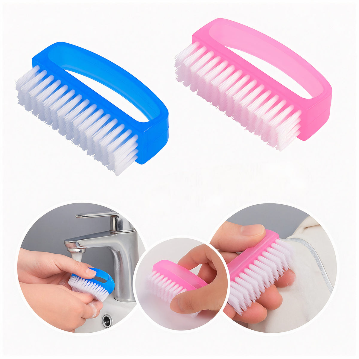 Perii de Curățare 7x2cm cu Mâner, 2/set din Plastic Diferite Culori Engros