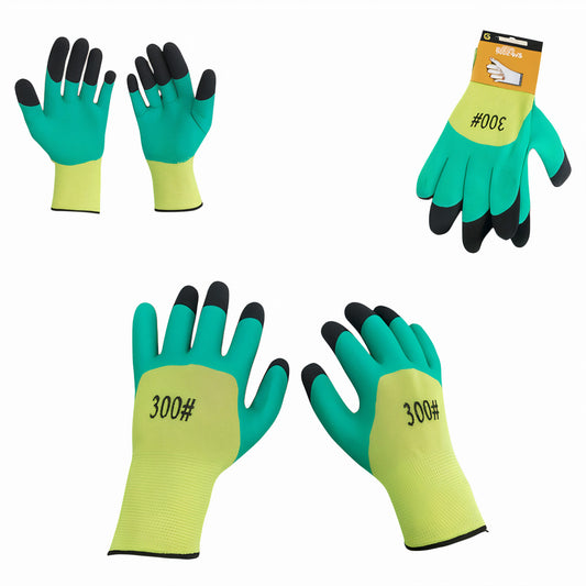 Manusi de Protectie 12/set cu Eticheta Acoperite cu Latex, Marimea 10 Verde si Negru Engros