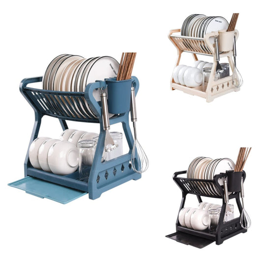 Suport Vase 34x31x25cm din Plastic, cu 2 Nivele și Scurgere Apă, Diferite Culori