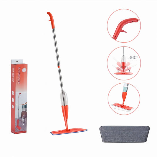 Mop Spray cu Rezervor 128x40cm Rotativ 360°, cu Lavetă Microfibră Reutilizabilă Engros