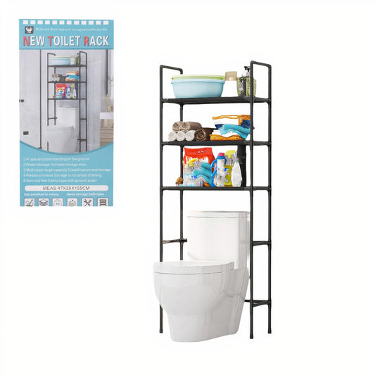 Suport de Baie 47x25x155cm cu 3 Etaje, Organizator Multifunctional din Metal Engros