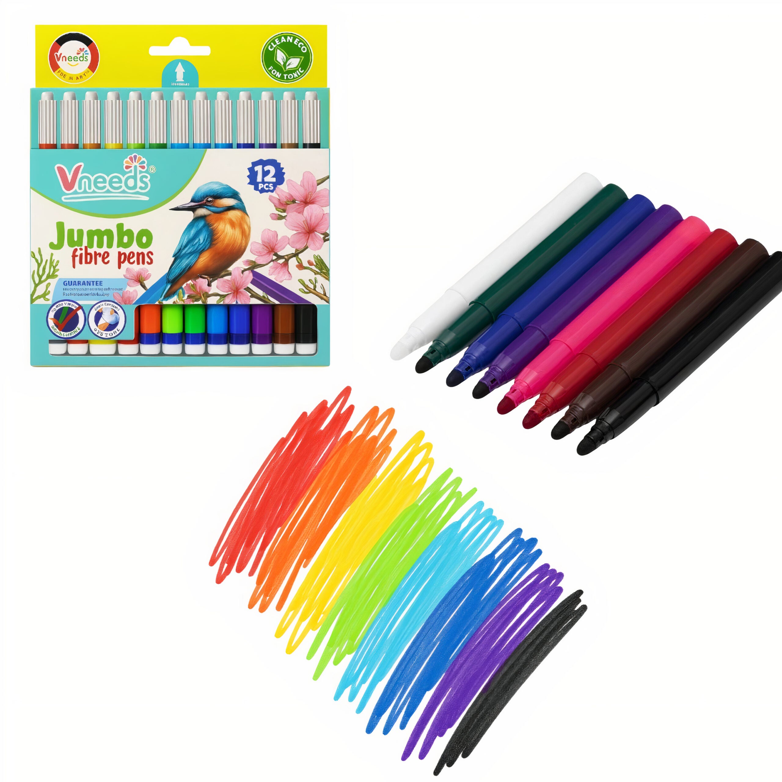 Carioci Jumbo 14cm Groase 12/set cu Vârf de Fibră 12/tipla Diferite Culori Engros