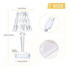Lampa Transparenta 26cm cu LED, Model Cristal cu Acumulator, Incarcare USB si Telecomanda Engros