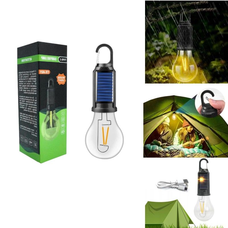 Bec Portabil 19cm Impermeabil, cu Incarcare Solara si USB pentru Camping