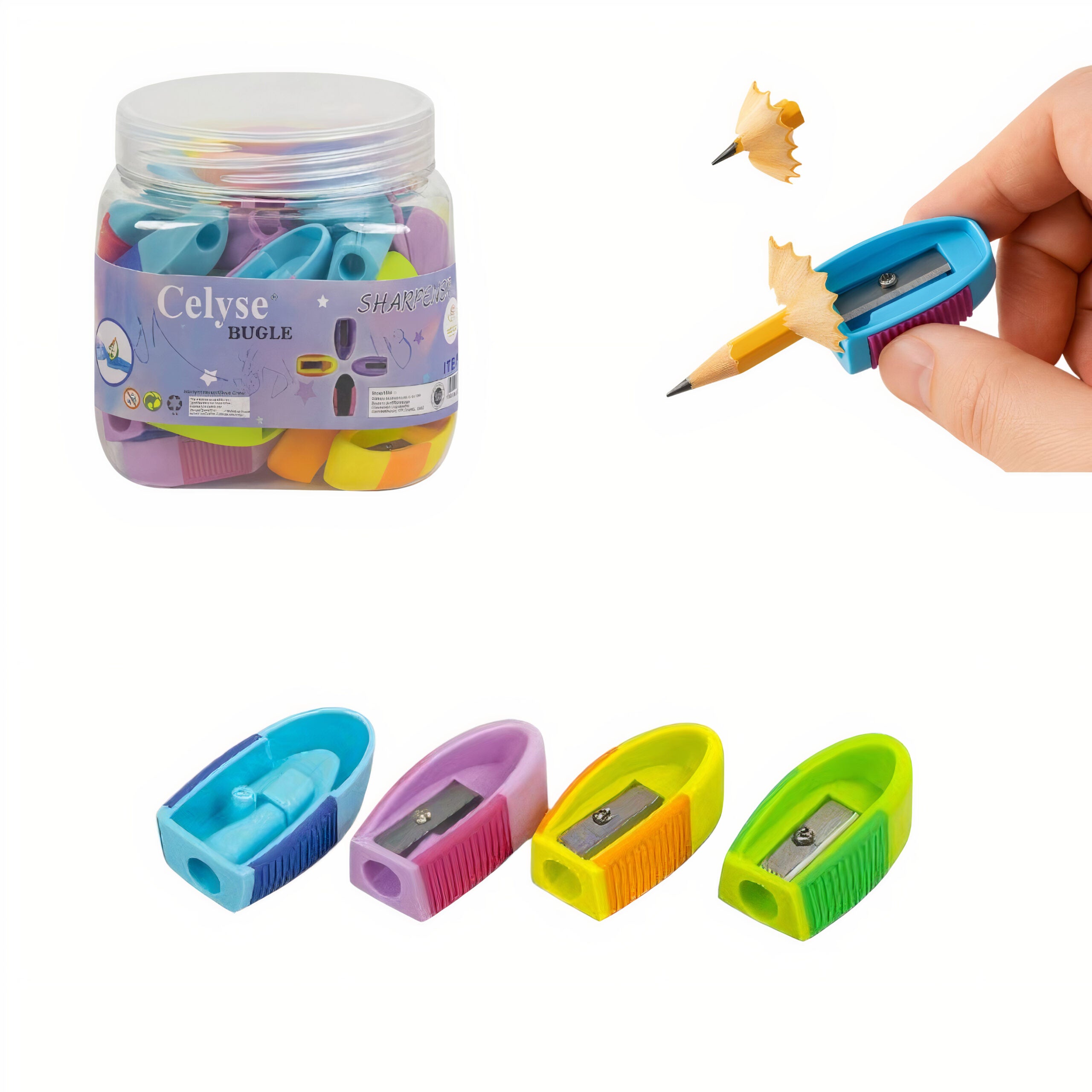 Ascuțitoare 36/set din Plastic Antiderapantă, 1 Orificiu Diferite Culori Engros