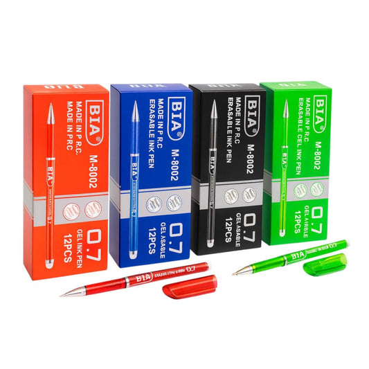Pix cu Gel BIA M-8002, 0.7mm 144/set cu Gumă de Ștergere, Diferite Culori