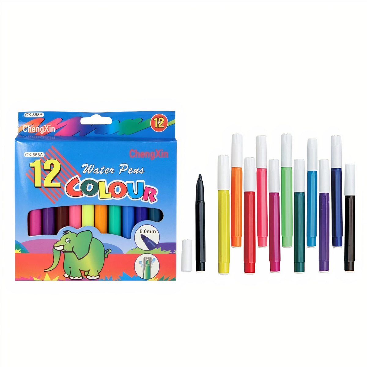 Carioci Colorate 12/set pe Bază de Apă, 14cm Diferite Culori Engros